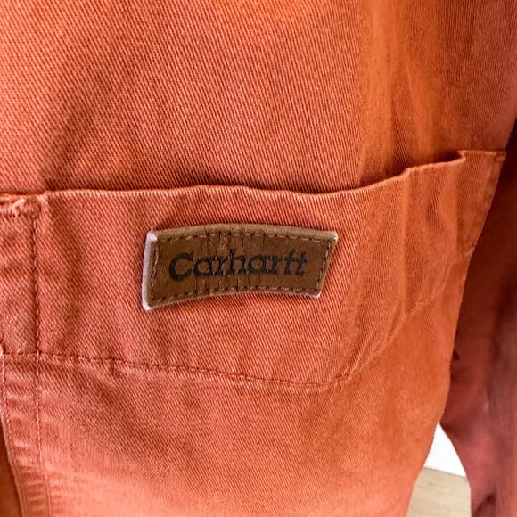 Carhartt Boxy Button Down Shirt Burnt Orange One Size Crop Top Oversized Upcycle - Picture 4 of 5